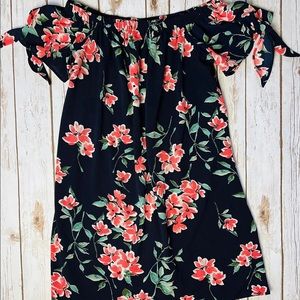 One Clothing Blue Floral Off Shoulder Dress Size S Small EEUC